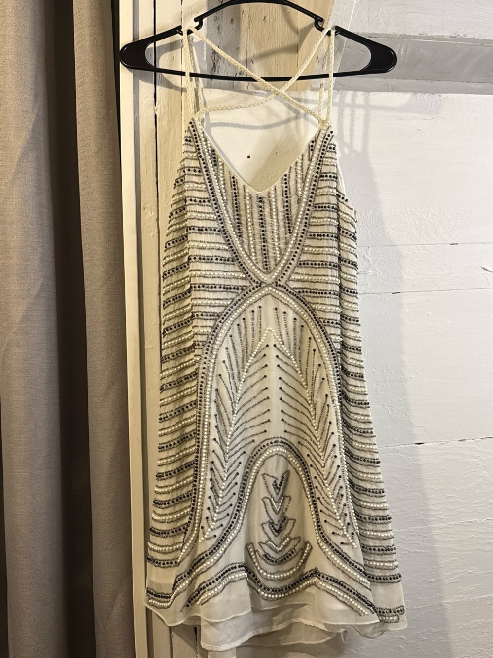 River Island Ivory Beaded V-Neck Mini Dress - Picture 3 of 8